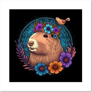 Capybara Hippie Posters and Art